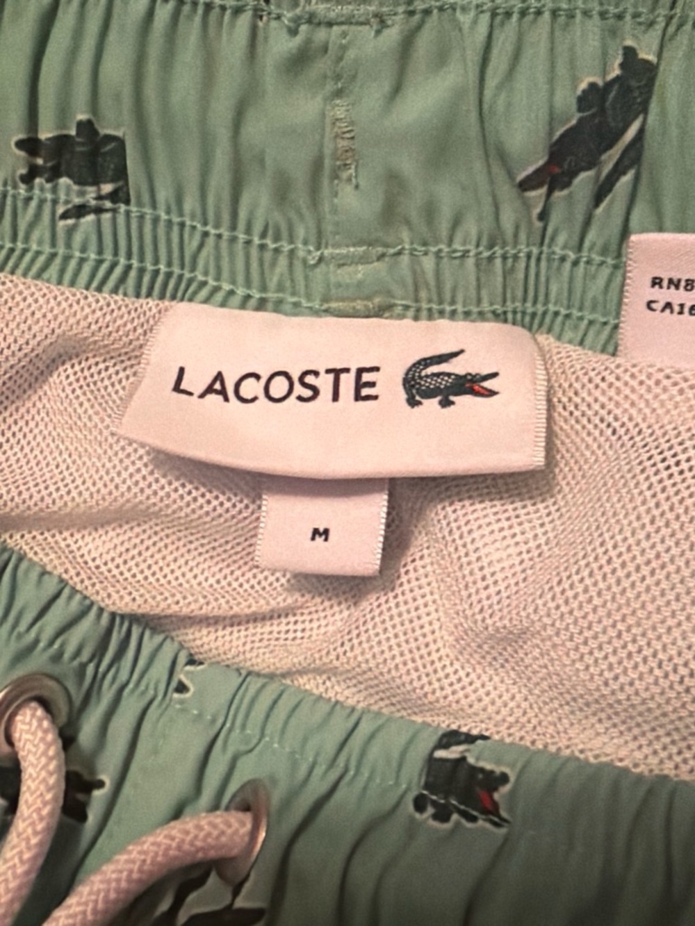 Lacoste Mint Green Crocodile Print Swim Shorts